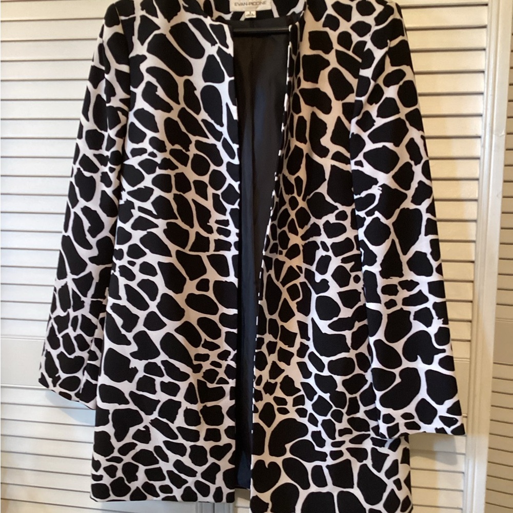 Evan Picone ladies beautiful black and white animal print evening jacket, $19,